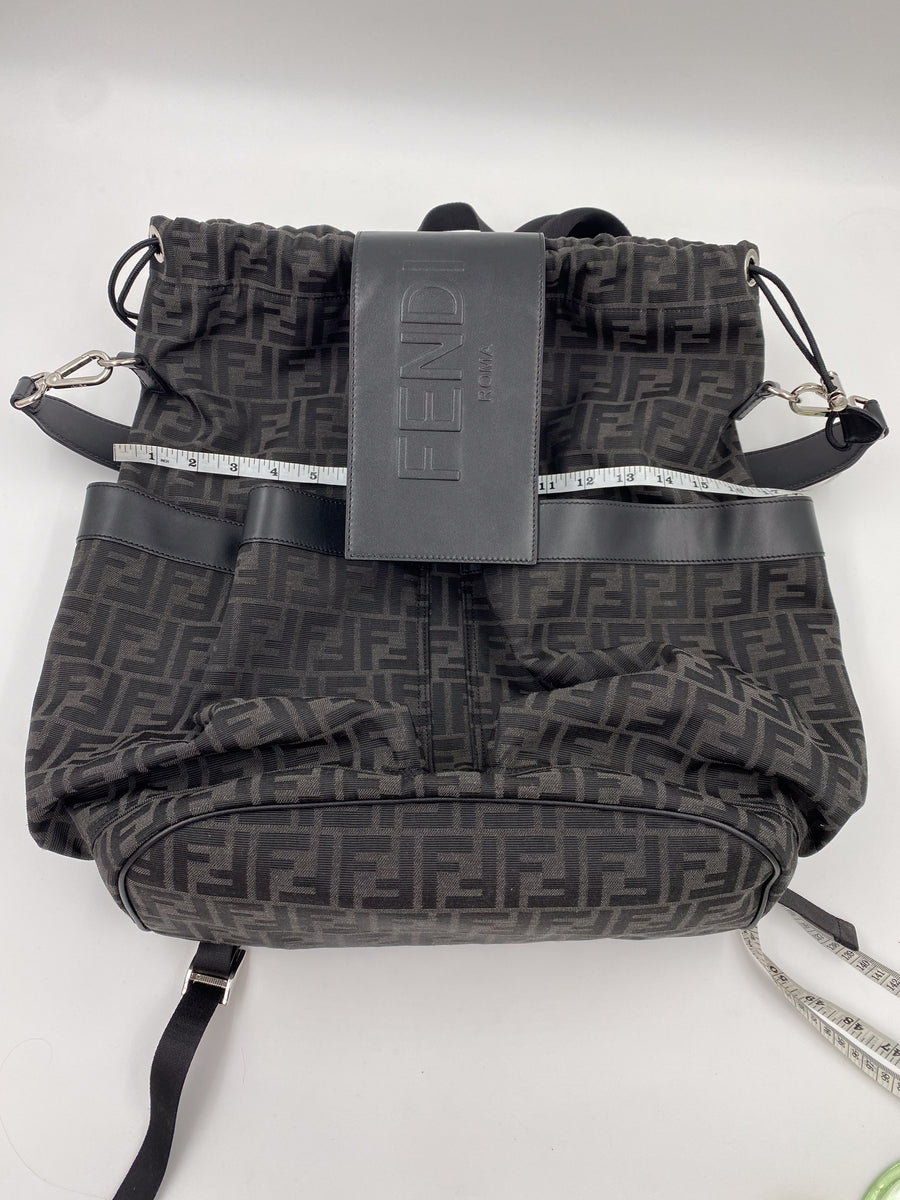 FENDI ハラコバック Fendi Strike Backpack Large, Black, Palladium hardware jacquard