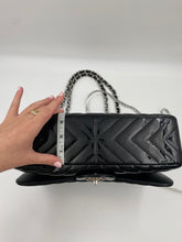 Load image into Gallery viewer, Chanel Black Chevron Patent Jumbo Flap Bag zhacc