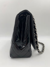 Load image into Gallery viewer, Chanel Black Chevron Patent Jumbo Flap Bag zhacc