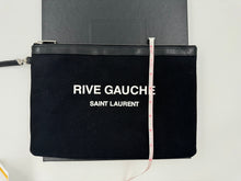 Load image into Gallery viewer, Saint Laurent Rive Gauche canvas wristlet reverse