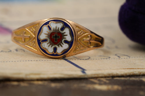 14kt rose seal vintage ring