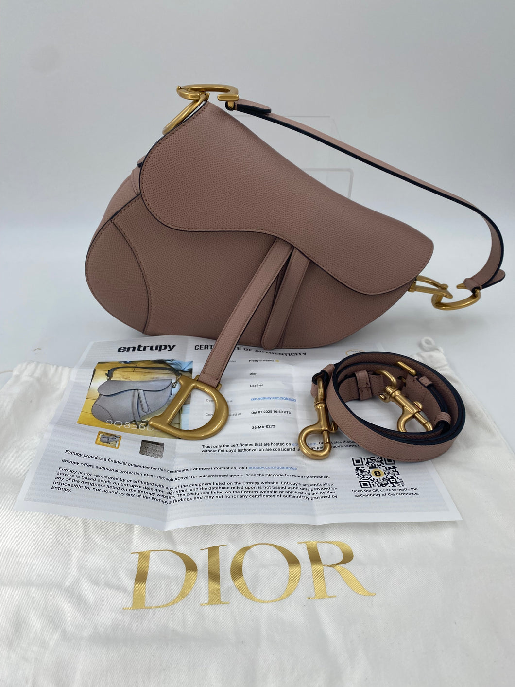 Dior mauve saddle bag