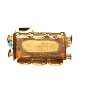 14K YG Turquoise & Jasper Locomotive Pendant