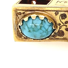 Load image into Gallery viewer, 14K YG Turquoise &amp; Jasper Locomotive Pendant
