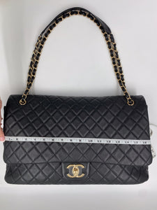 chanel leather backpack replica Chanel Airlines Black Quilted Lambskin XXL Single Flap Bag