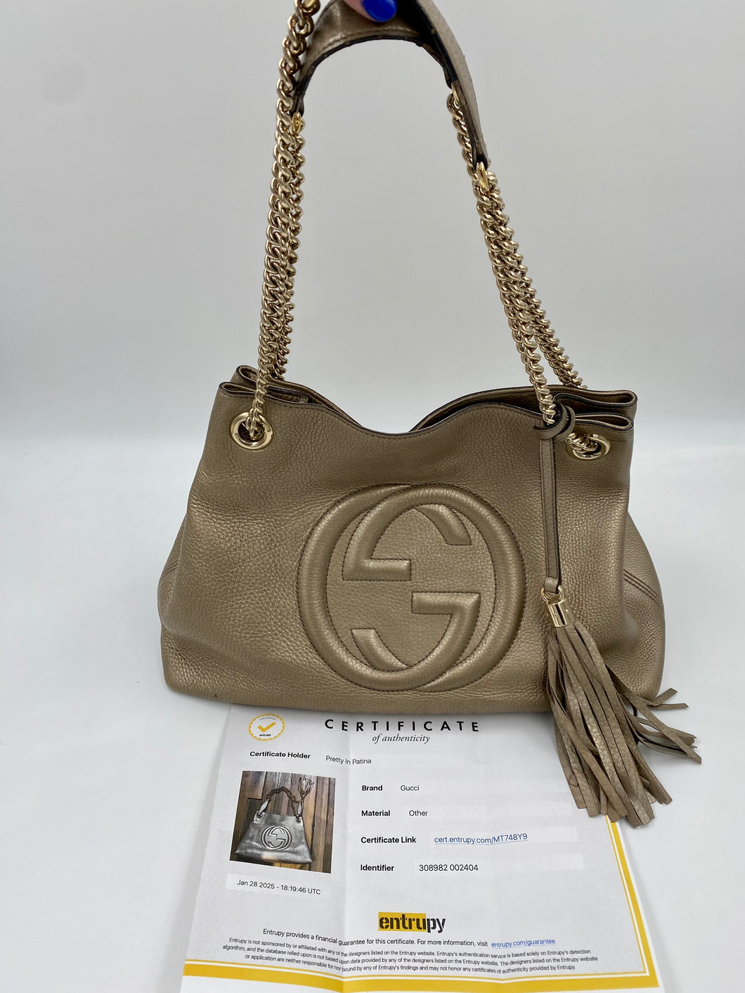 Gucci Metallic Gold Soho tote