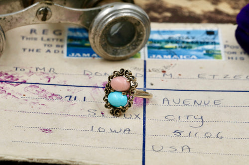 coral/turquoise ring