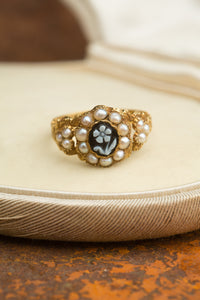 Yellow Gold Tiny Pearl Flower Ring