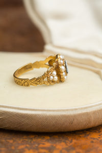 Yellow Gold Tiny Pearl Flower Ring