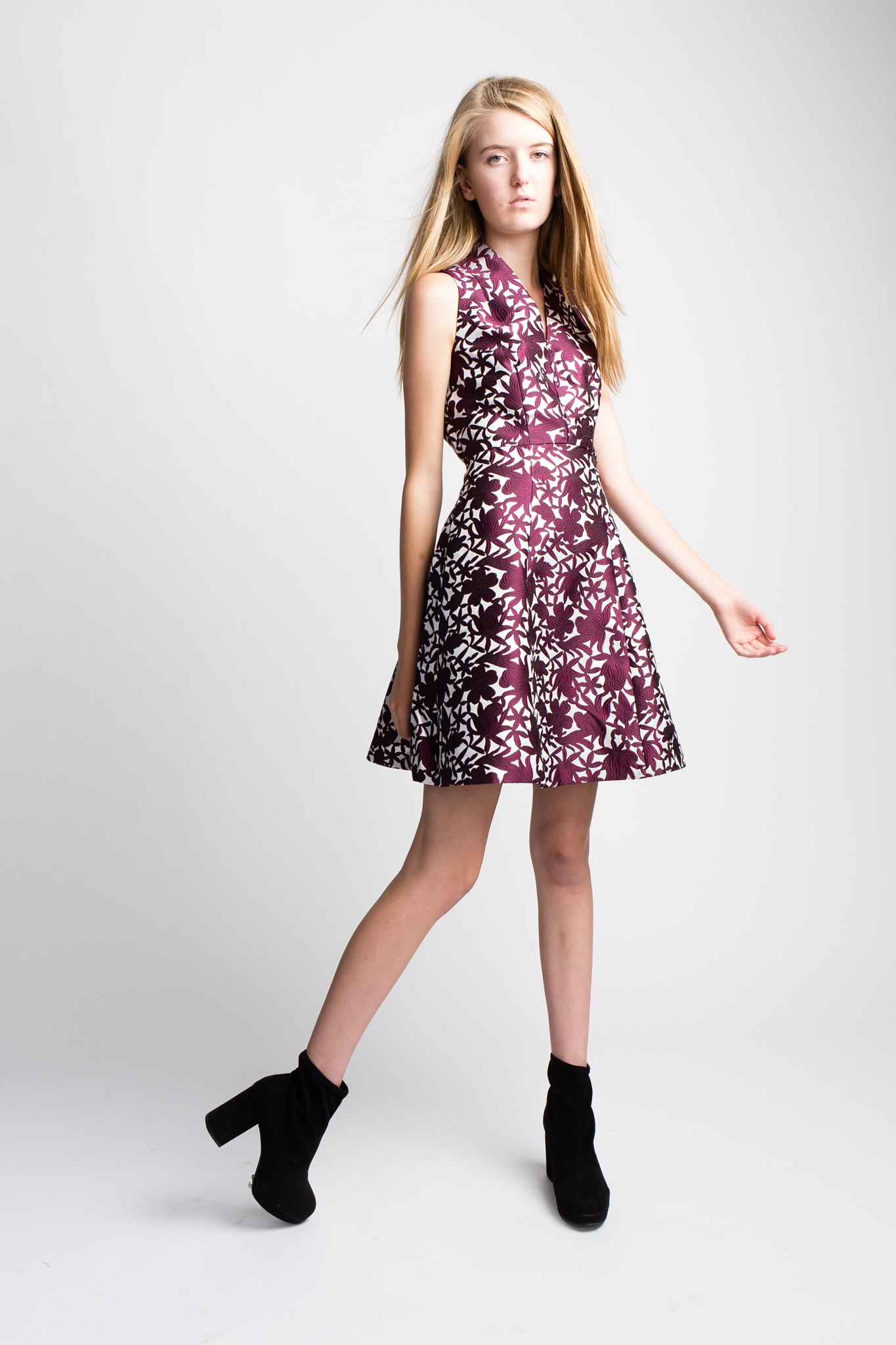 Yumi Flower Jacquard Party Dress Pretty in Patina