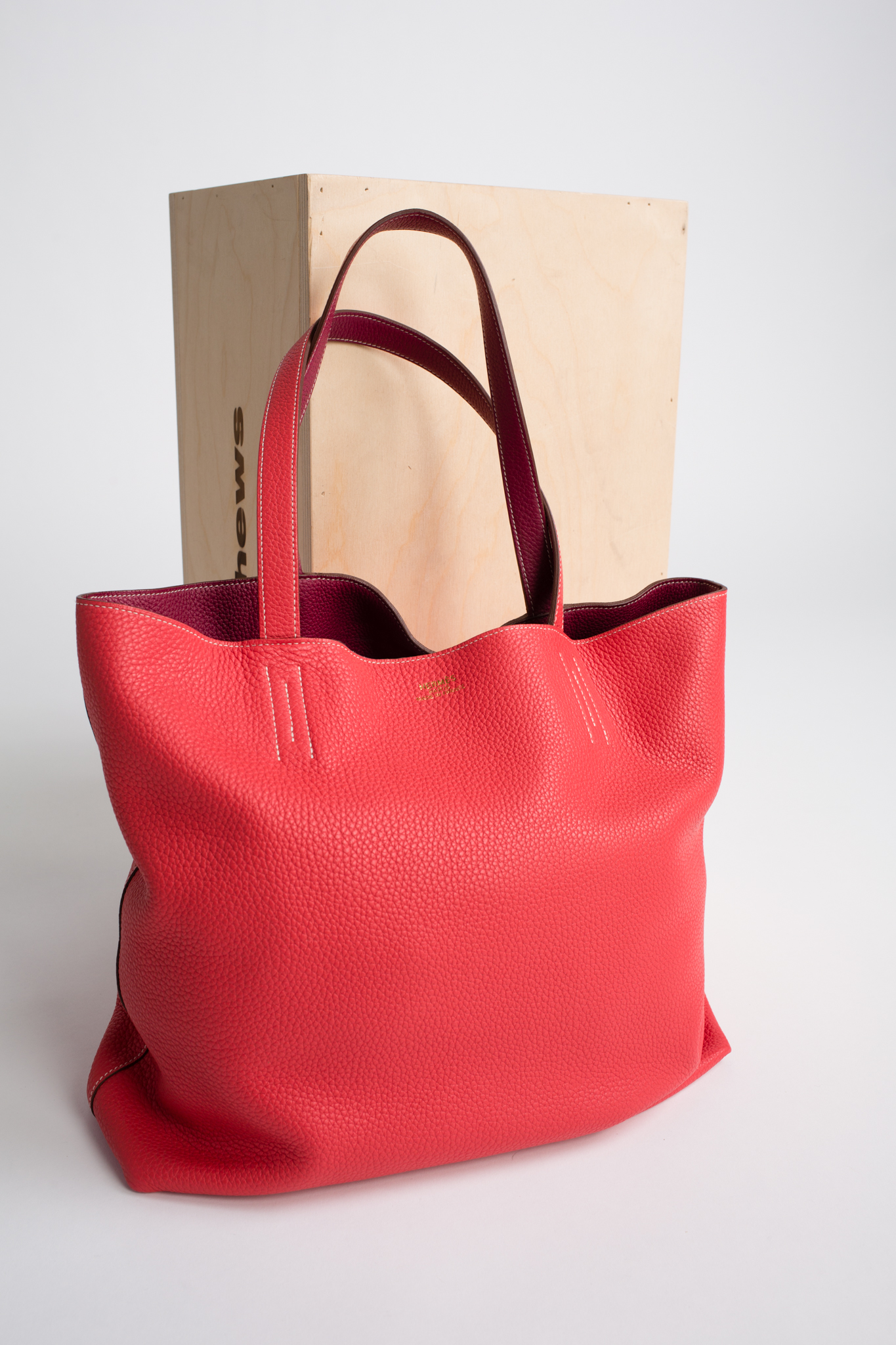 Hermes Double Sens Rose and Cigare Sikkim Leather tote